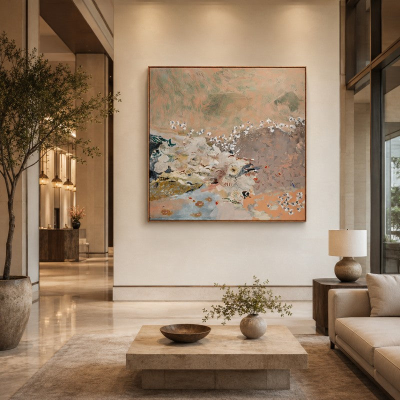 Blush Meadow Abstract Canvas Painting #Kiss 192