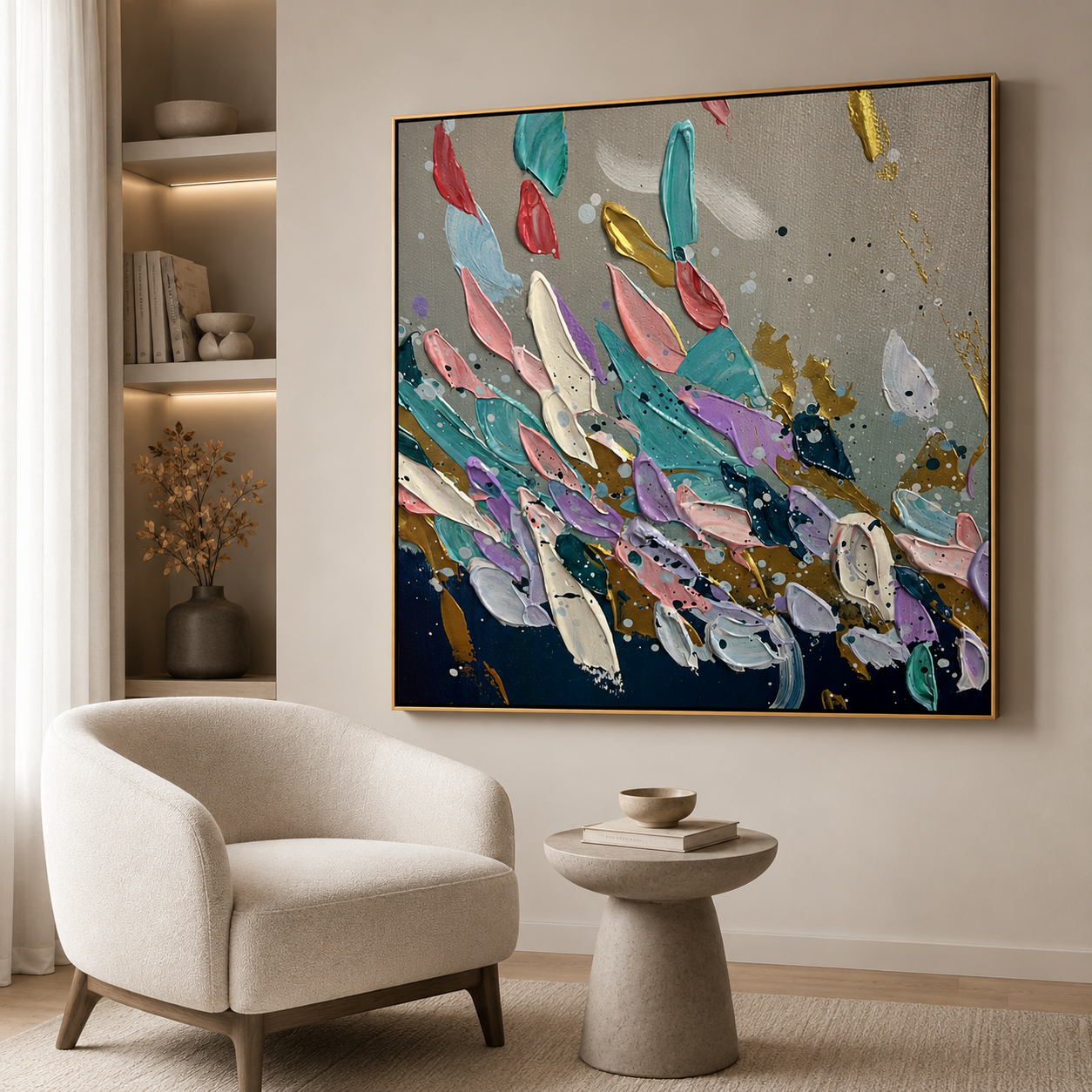 Colorful Textured Abstract Canvas Painting #Kiss 184