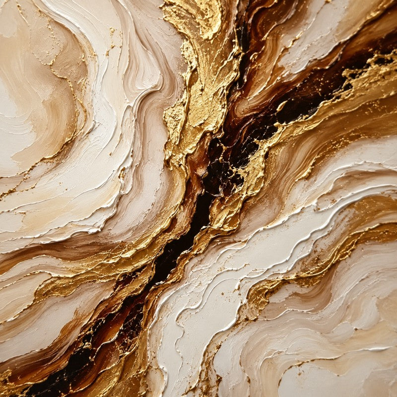 Golden Marble Abstract Canvas Painting #Kiss 193
