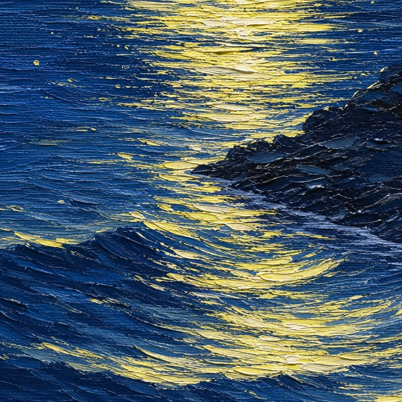 Moonlit Ocean Canvas Painting #Kiss 199
