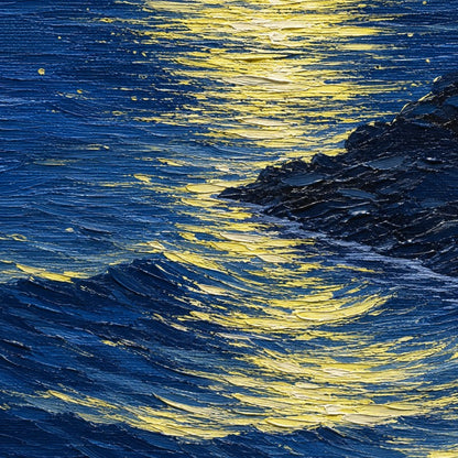 Moonlit Ocean Canvas Painting #Kiss 199