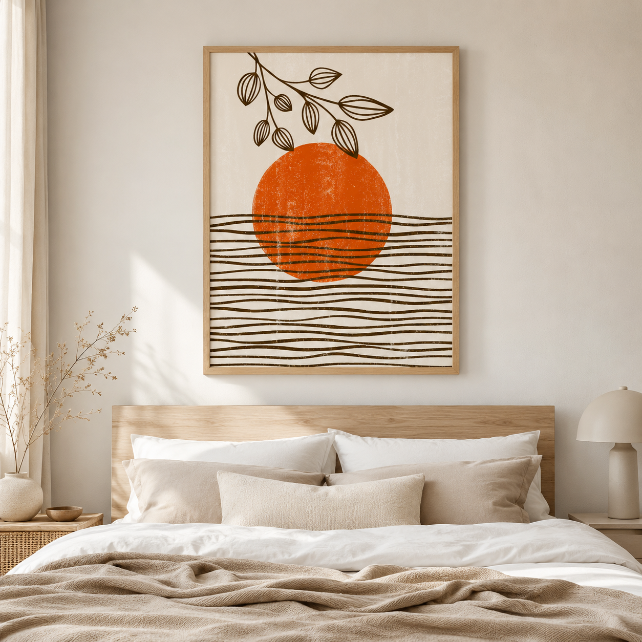 Sunset Wave Botanical Canvas Painting #Kiss 181