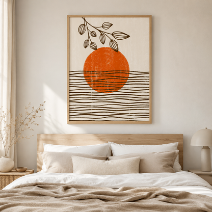 Sunset Wave Botanical Canvas Painting #Kiss 181
