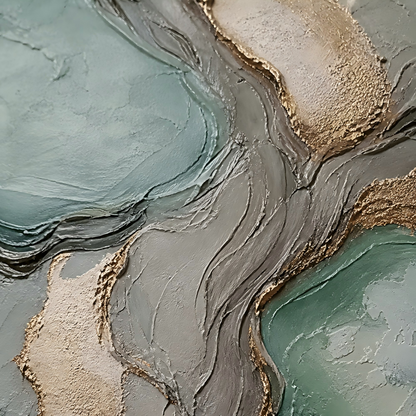 Teal Gold Abstract Painting #Kiss 35