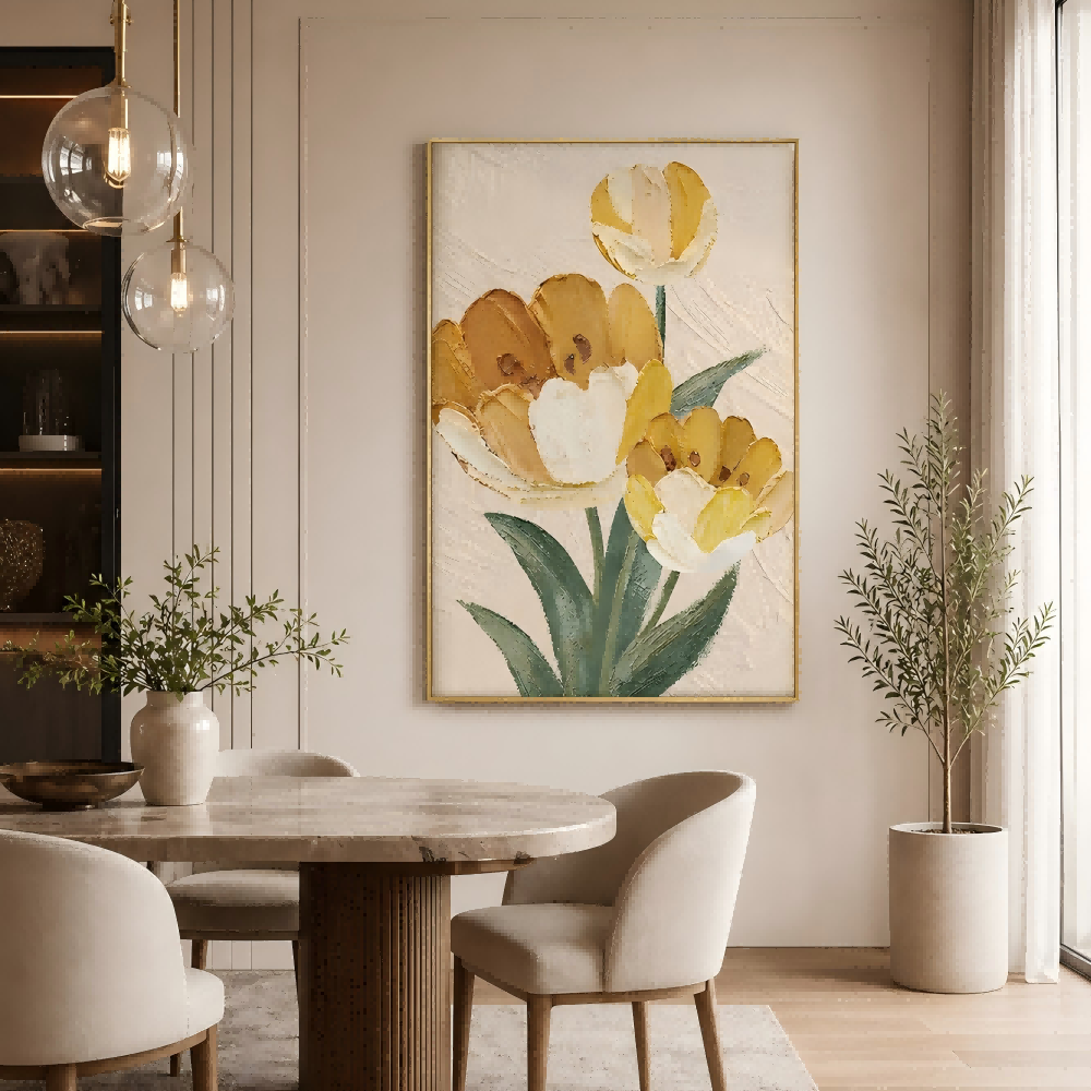 Yellow Tulip Floral Painting #Kiss 43