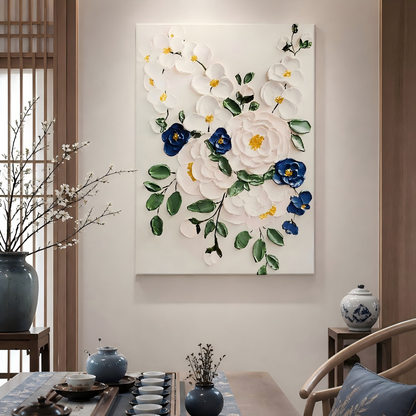 Blue Floral Relief Painting #Kiss 39