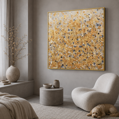 Golden Texture Abstract Canvas Painting #Kiss 183