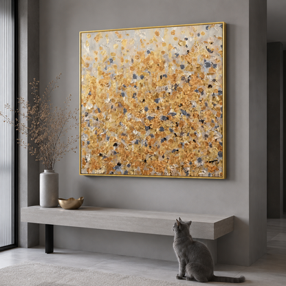 Golden Texture Abstract Canvas Painting #Kiss 183