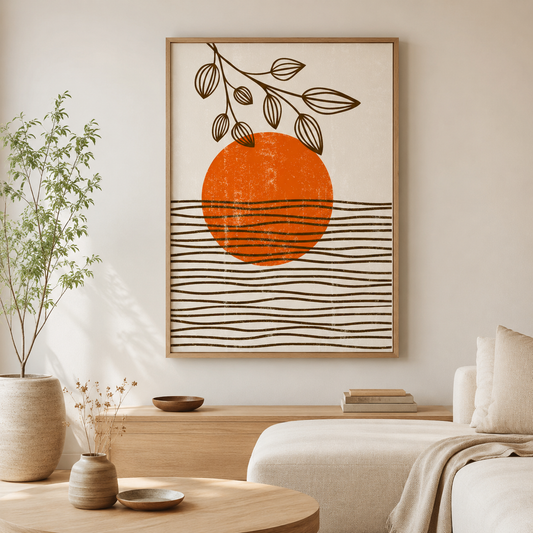 Sunset Wave Botanical Canvas Painting #Kiss 181