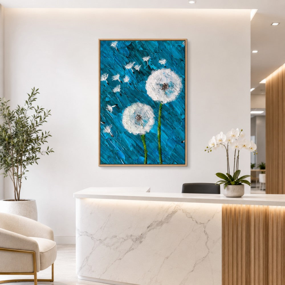 Blue Dandelion Canvas Painting #Kiss 188
