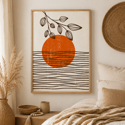 Sunset Wave Botanical Canvas Painting #Kiss 181