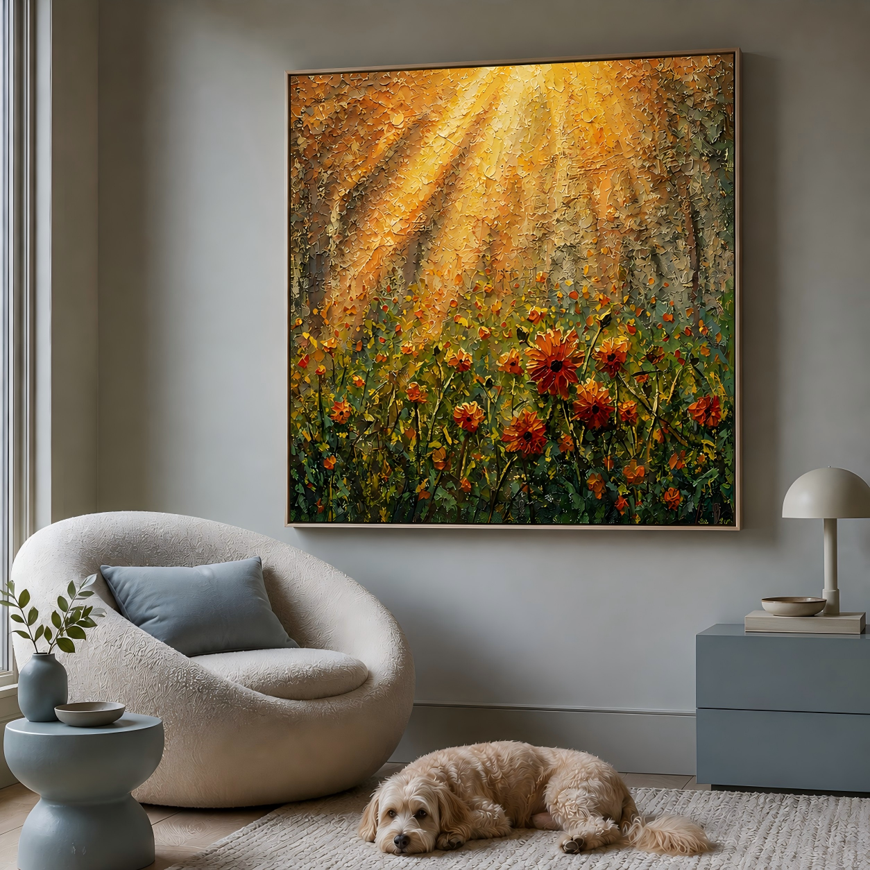 Sunlit Wildflower Canvas Painting #Kiss 185