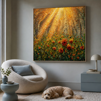 Sunlit Wildflower Canvas Painting #Kiss 185