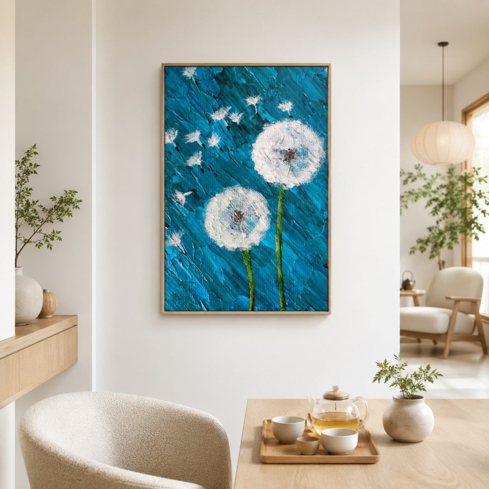 Blue Dandelion Canvas Painting #Kiss 188