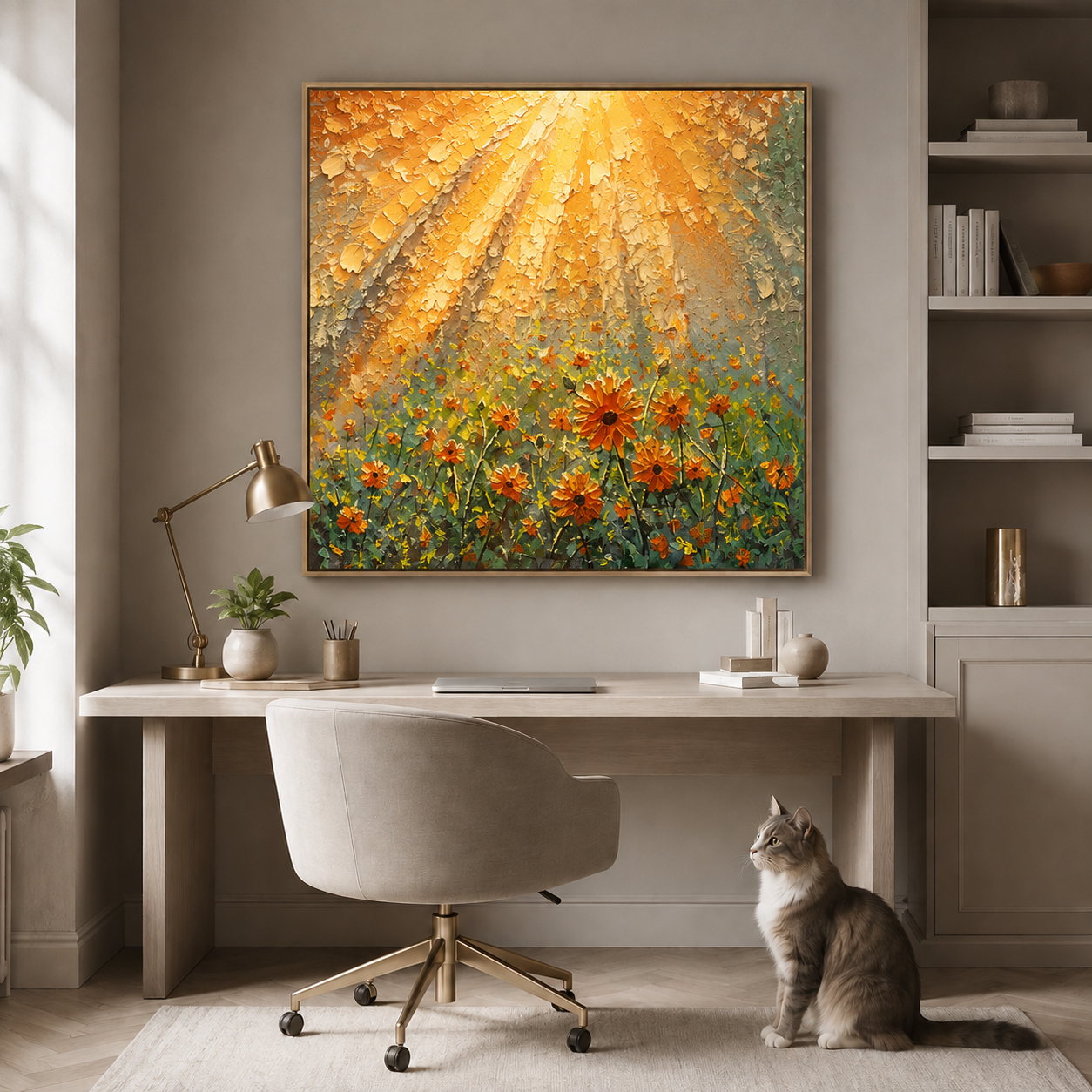 Sunlit Wildflower Canvas Painting #Kiss 185