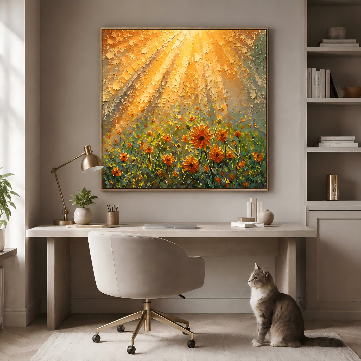 Sunlit Wildflower Canvas Painting #Kiss 185