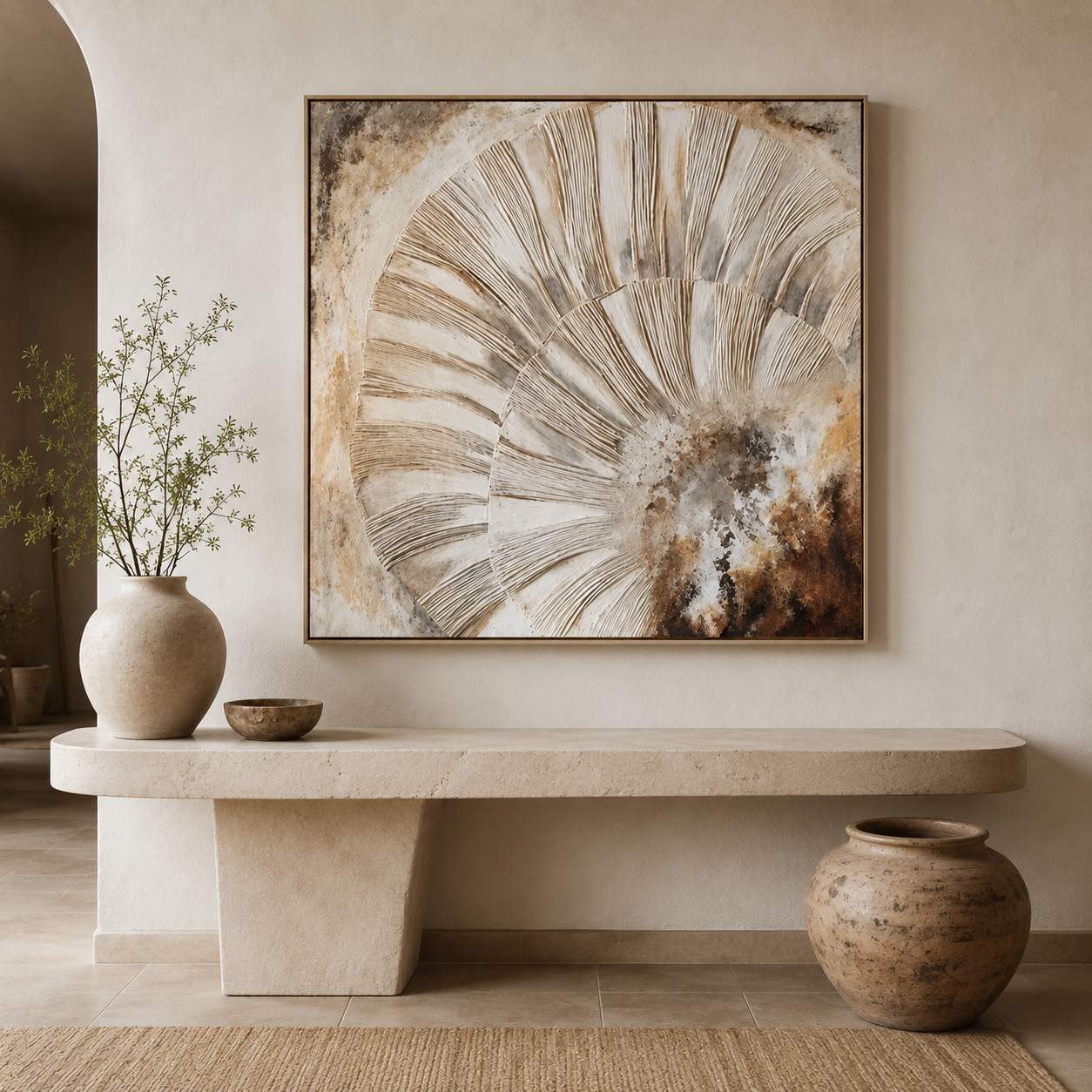 Neutral Textured Abstract Canvas Painting #Kiss 182
