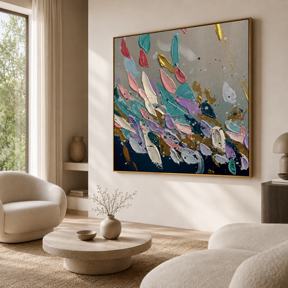 Colorful Textured Abstract Canvas Painting #Kiss 184