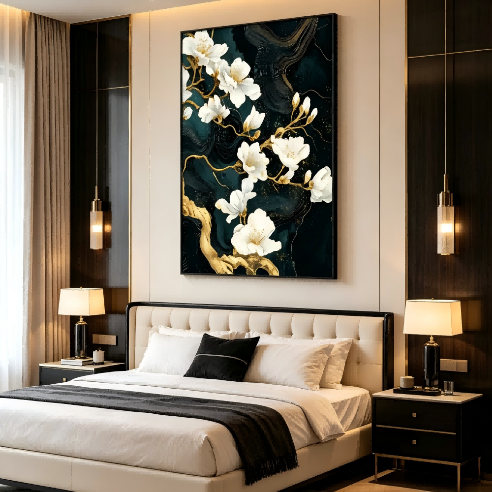Black Gold Floral Painting #Kiss 44