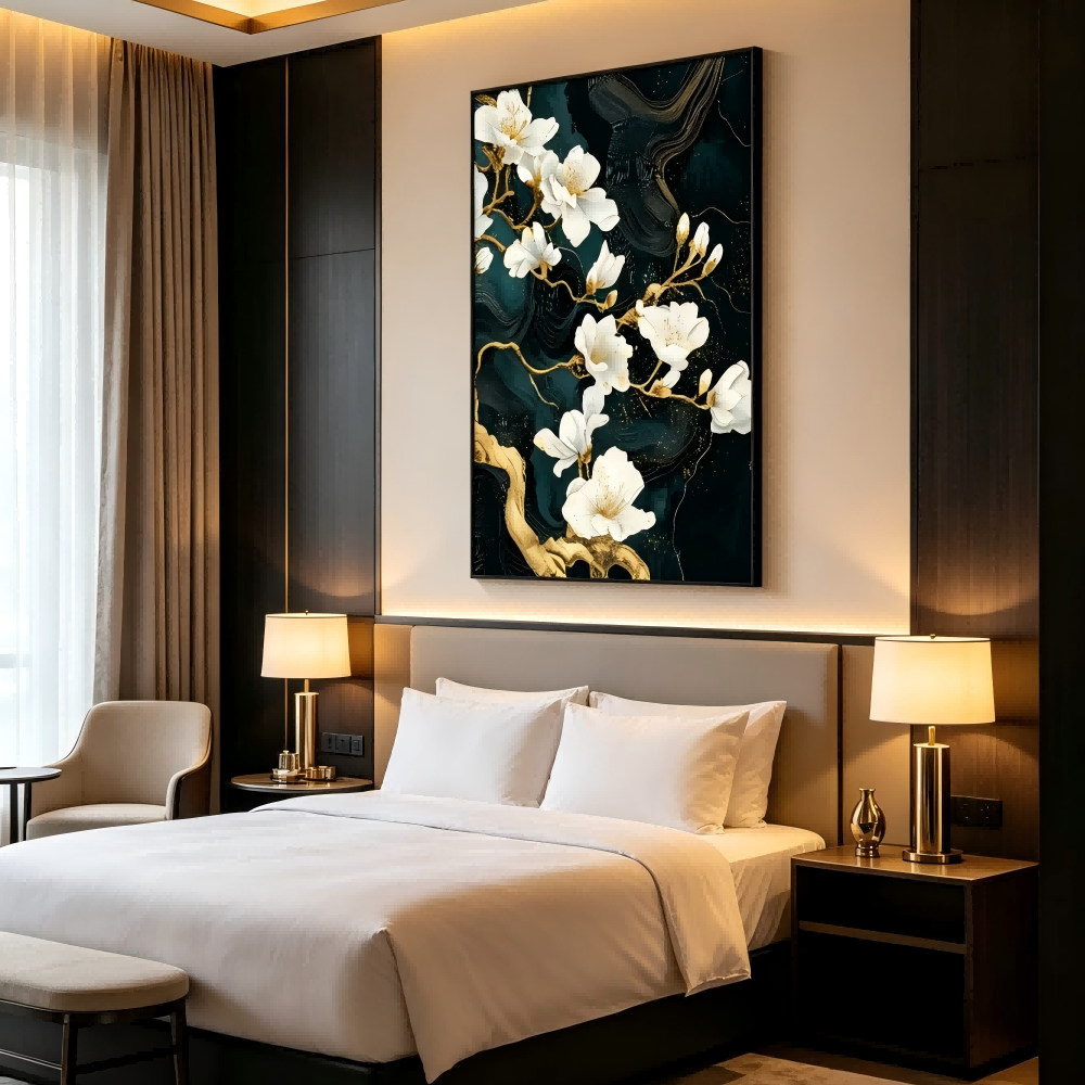 Black Gold Floral Painting #Kiss 44