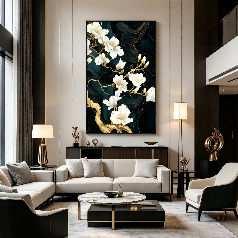 Black Gold Floral Painting #Kiss 44