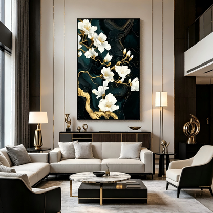 Black Gold Floral Painting #Kiss 44