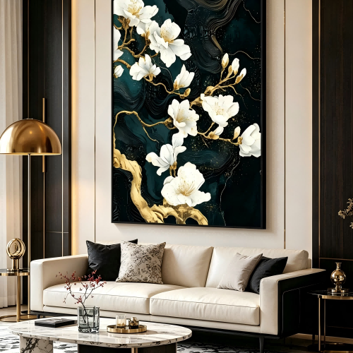Black Gold Floral Painting #Kiss 44