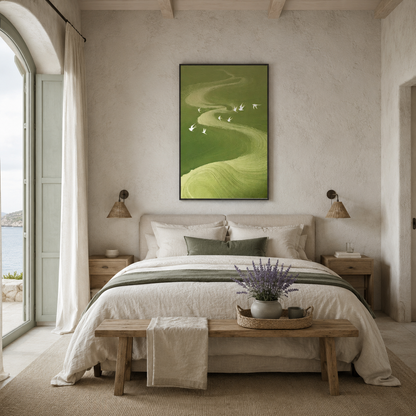 Green Bird Landscape Painting #Kiss 101