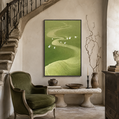 Green Bird Landscape Painting #Kiss 101
