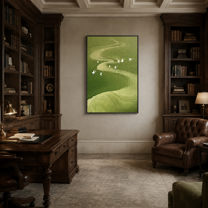 Green Bird Landscape Painting #Kiss 101