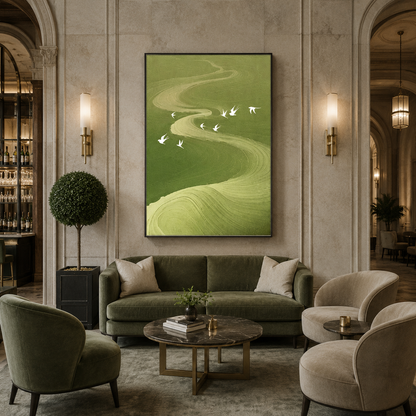 Green Bird Landscape Painting #Kiss 101