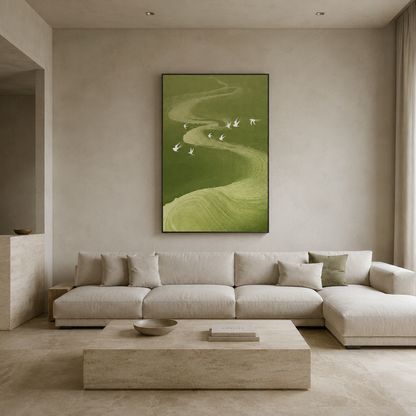 Green Bird Landscape Painting #Kiss 101