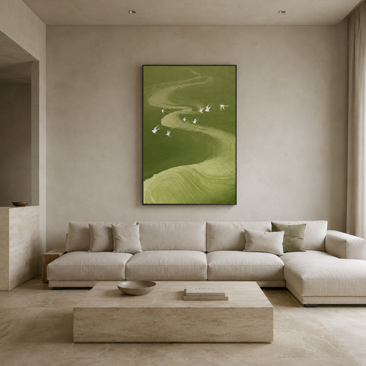Green Bird Landscape Painting #Kiss 101