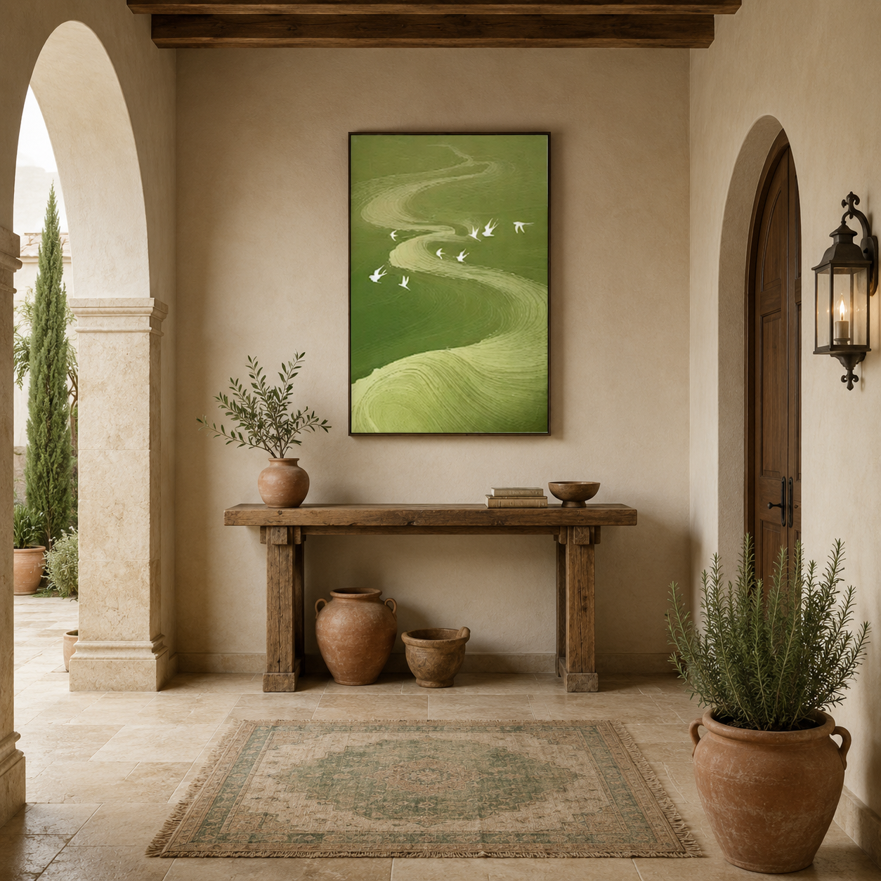 Green Bird Landscape Painting #Kiss 101