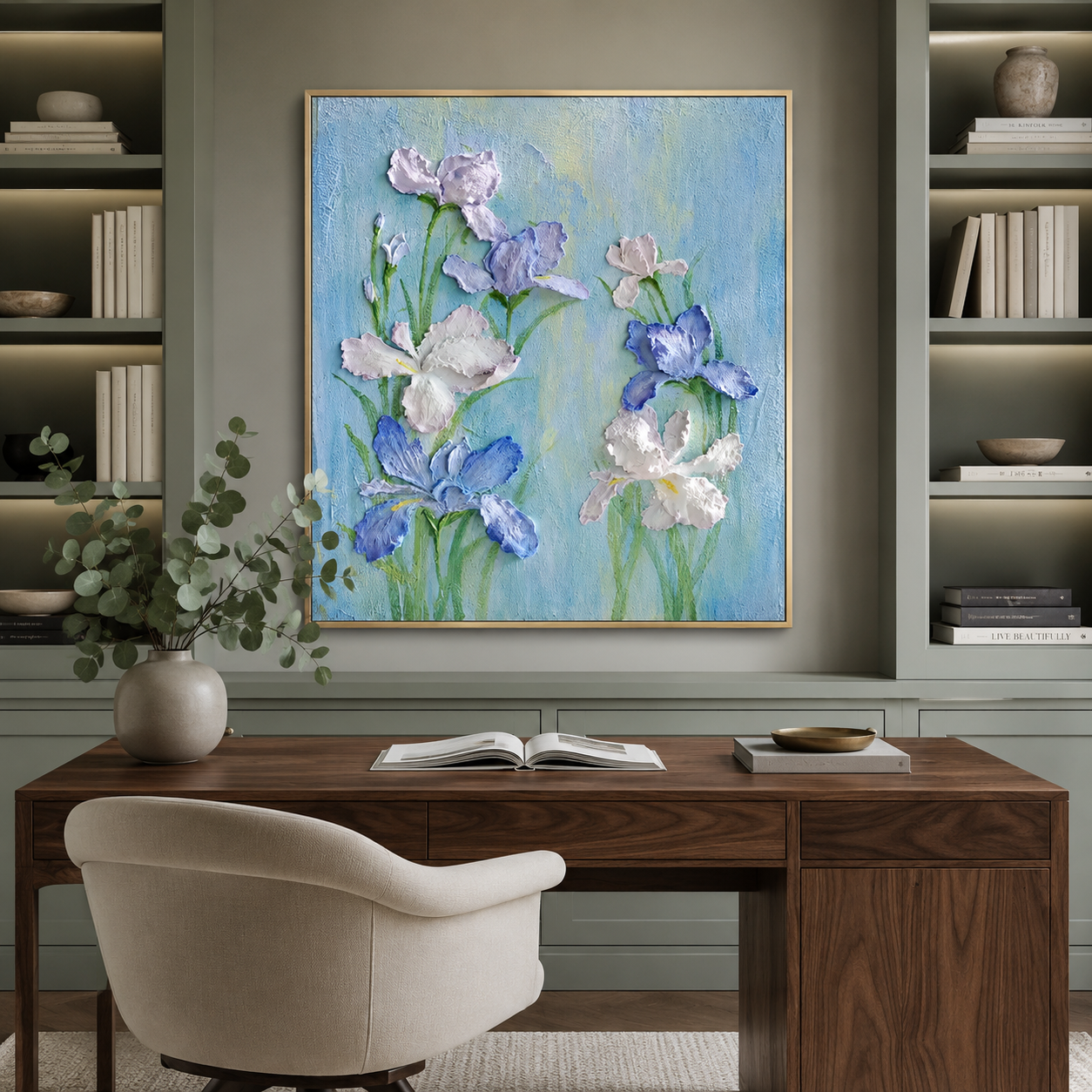 Blue Iris Relief Painting #Kiss 103