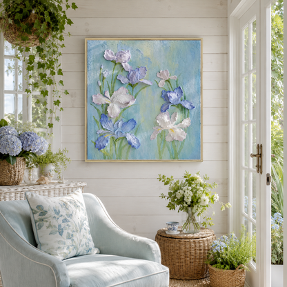 Blue Iris Relief Painting #Kiss 103
