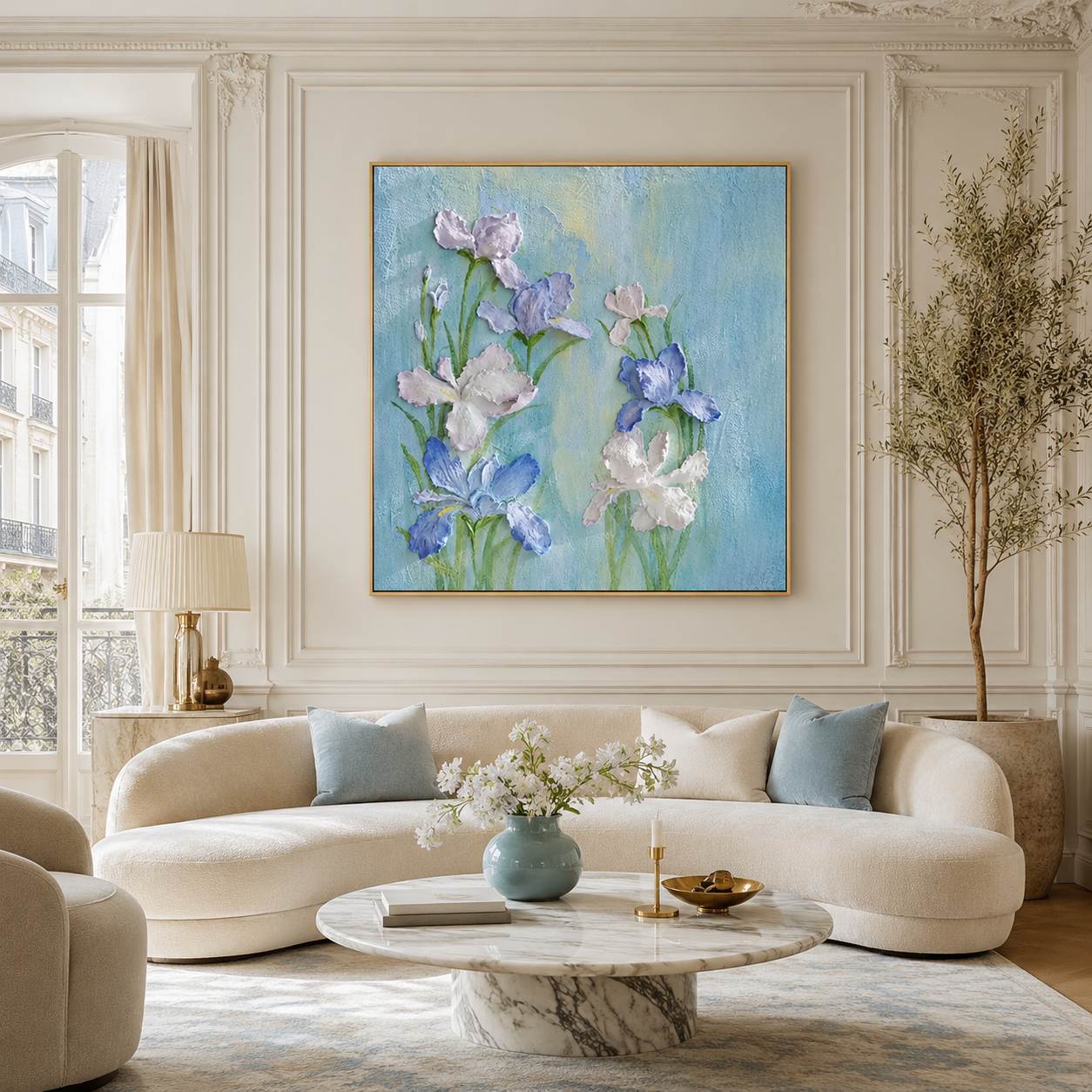 Blue Iris Relief Painting #Kiss 103