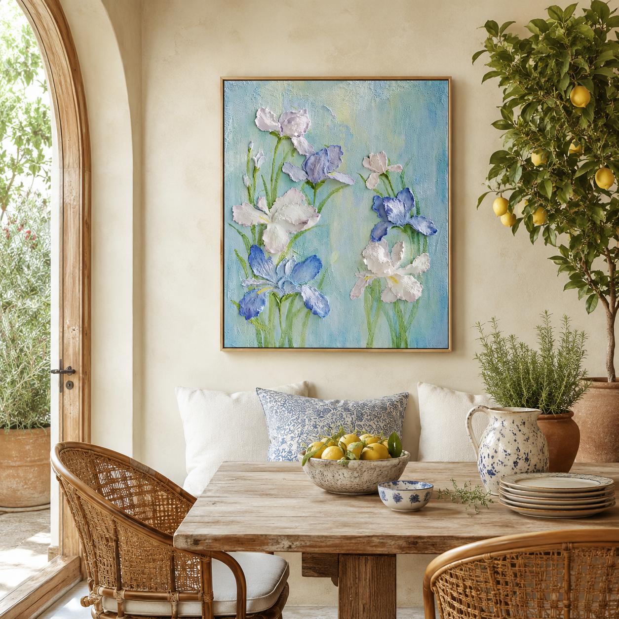 Blue Iris Relief Painting #Kiss 103