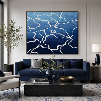 Blue Floral Line Painting #Kiss 104