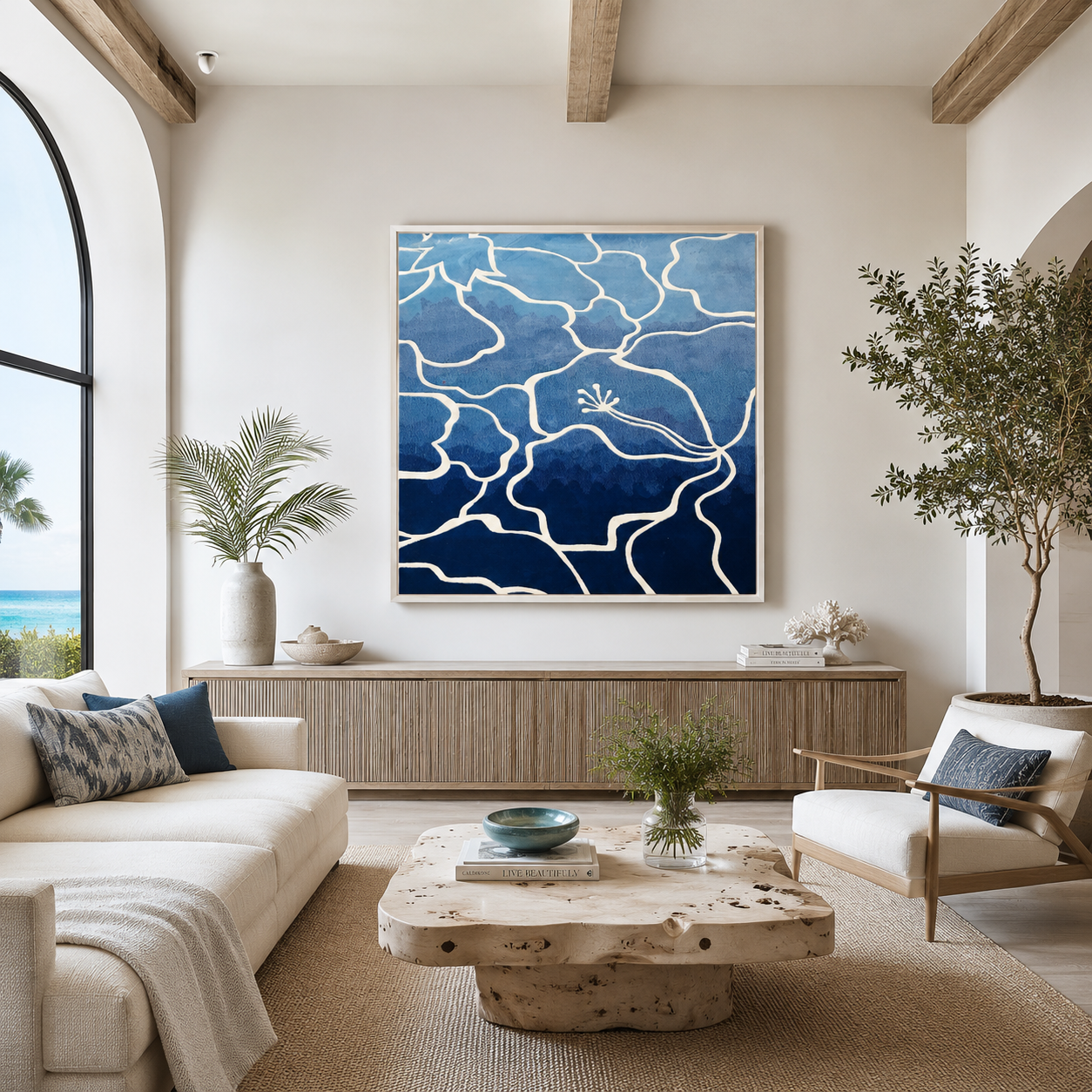Blue Floral Line Painting #Kiss 104