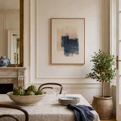 Neutral Navy Abstract Painting #Kiss 105
