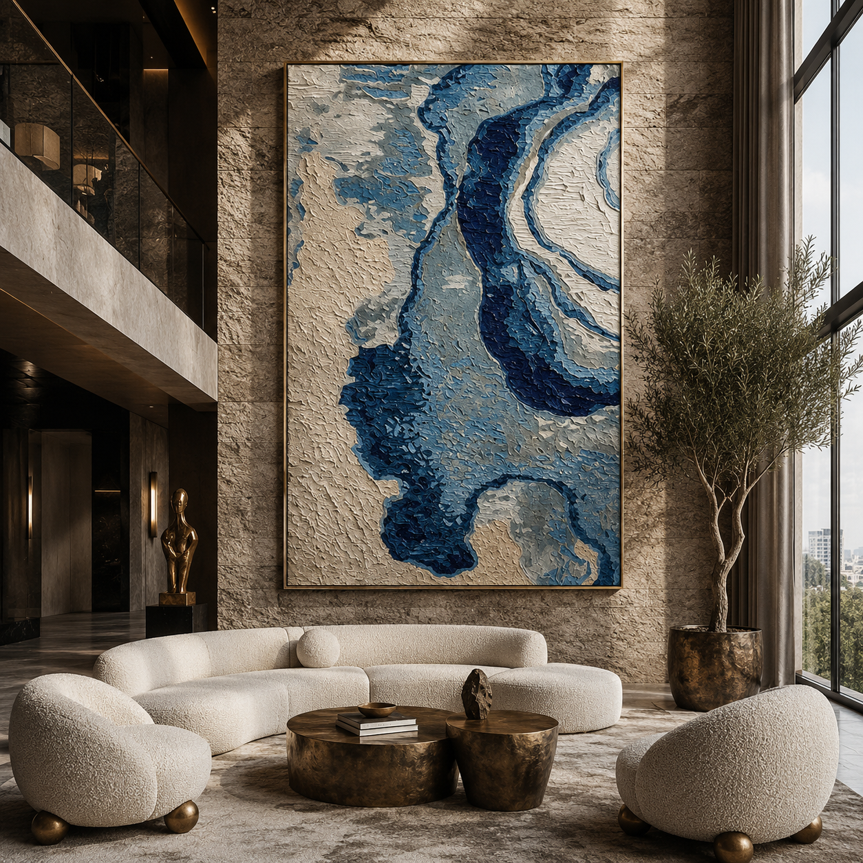Blue Flow Textured Painting #Kiss 106
