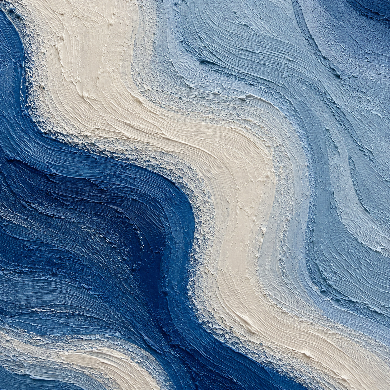 Blue Wave Relief Painting #Kiss 107