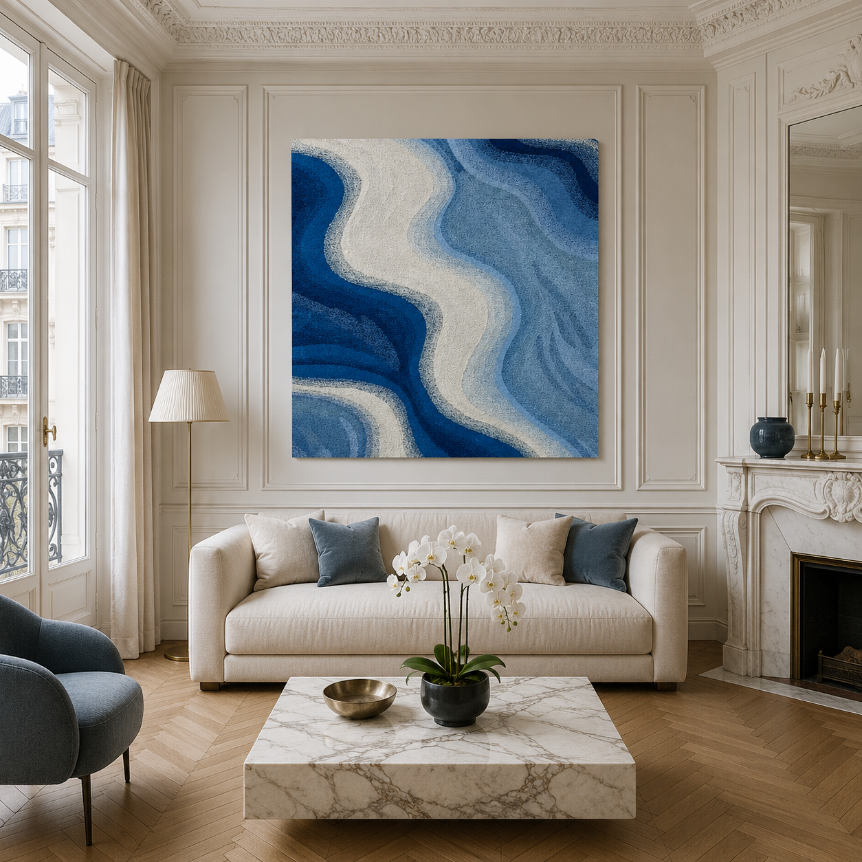 Blue Wave Relief Painting #Kiss 107