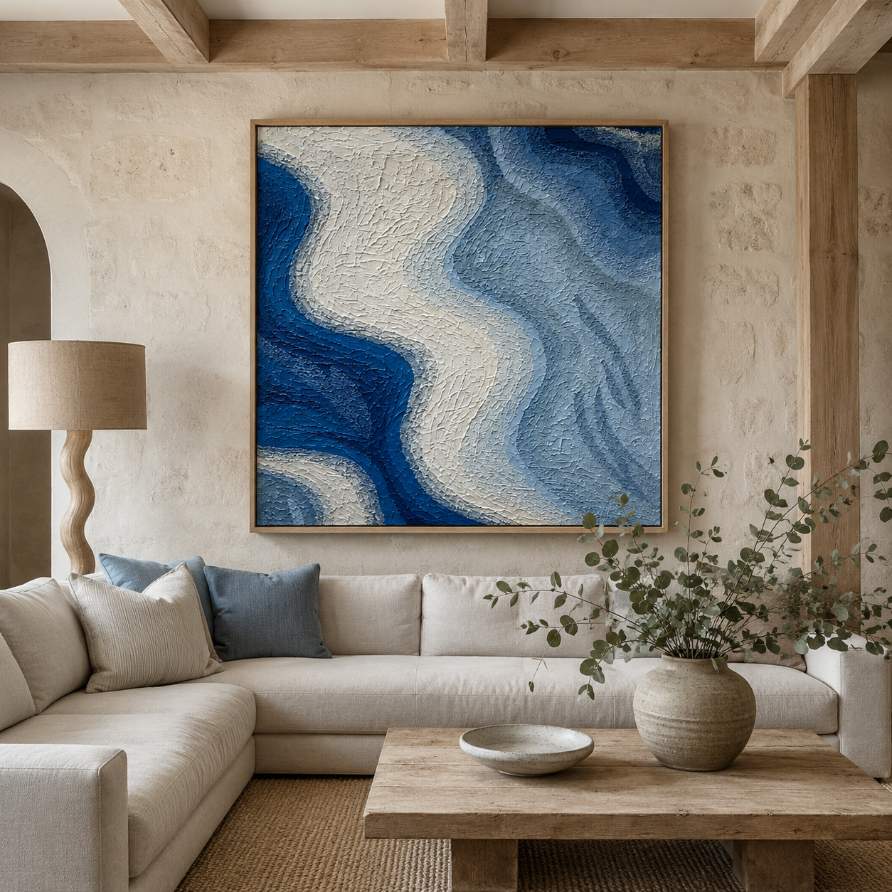 Blue Wave Relief Painting #Kiss 107