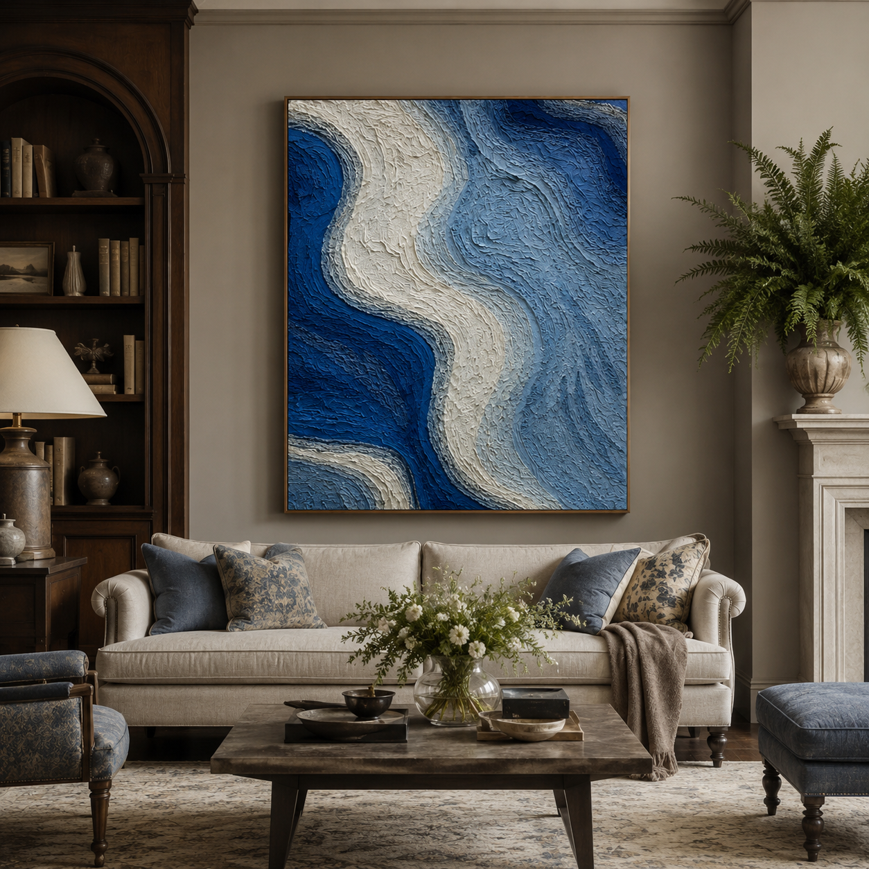 Blue Wave Relief Painting #Kiss 107
