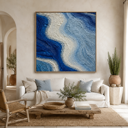 Blue Wave Relief Painting #Kiss 107