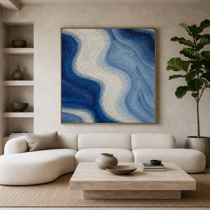 Blue Wave Relief Painting #Kiss 107