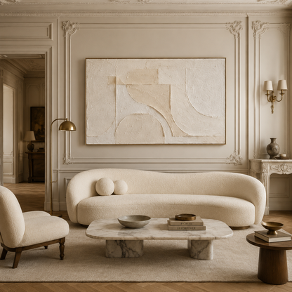Ivory Geometric Relief Painting #Kiss 114