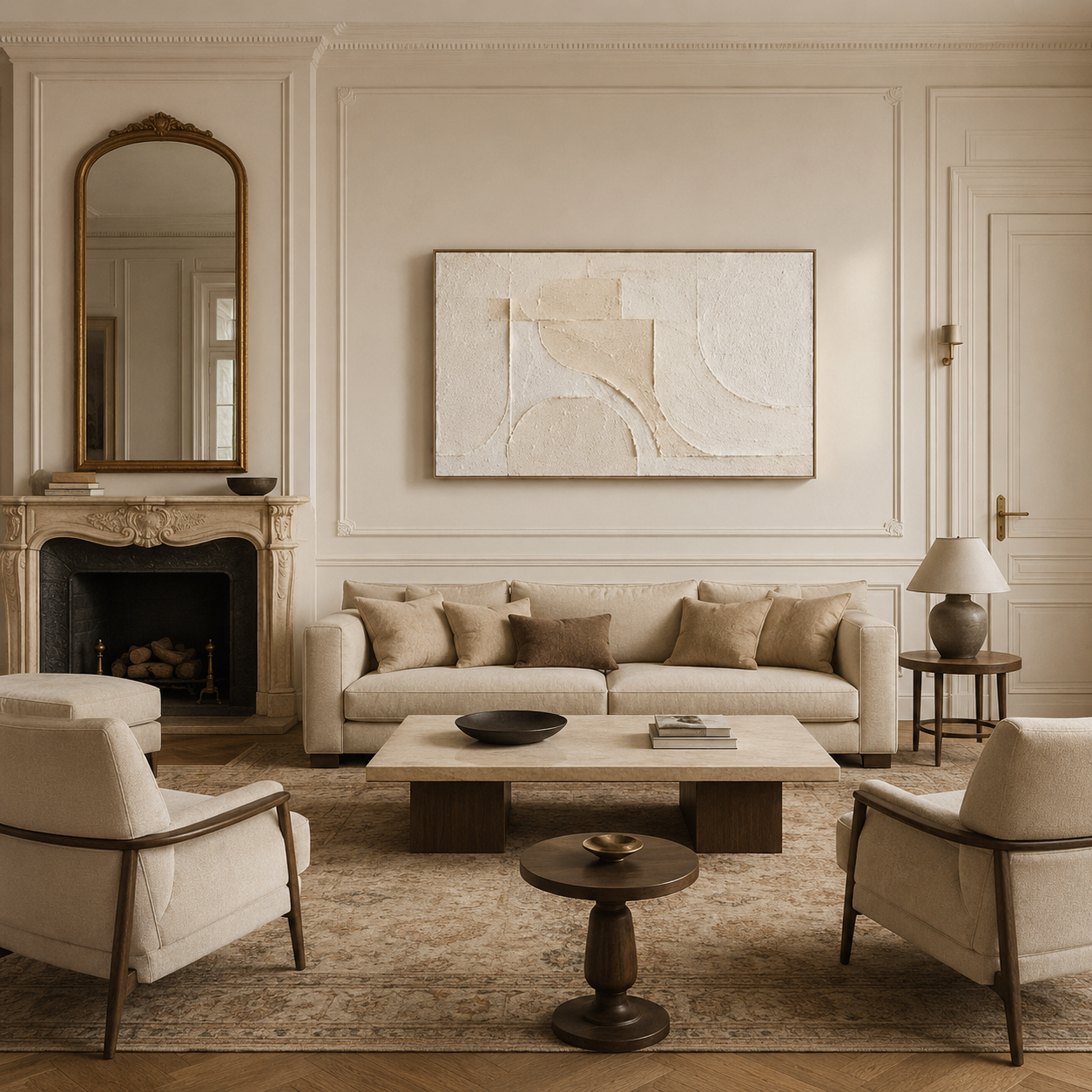 Ivory Geometric Relief Painting #Kiss 114